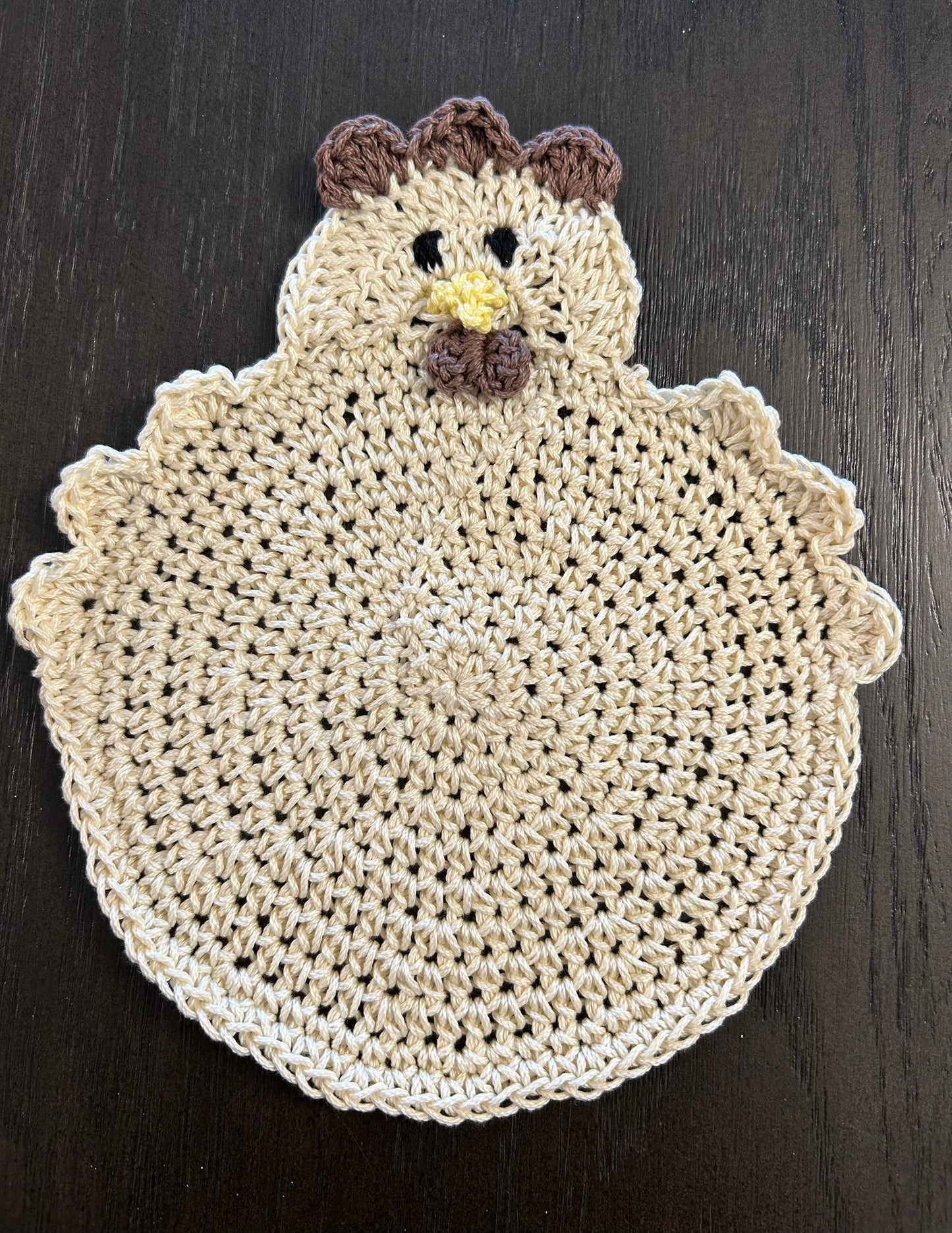 Crochet Potholder Hot Pads | HEN CHICKEN | Farm Decor | countertop | gift | Unique