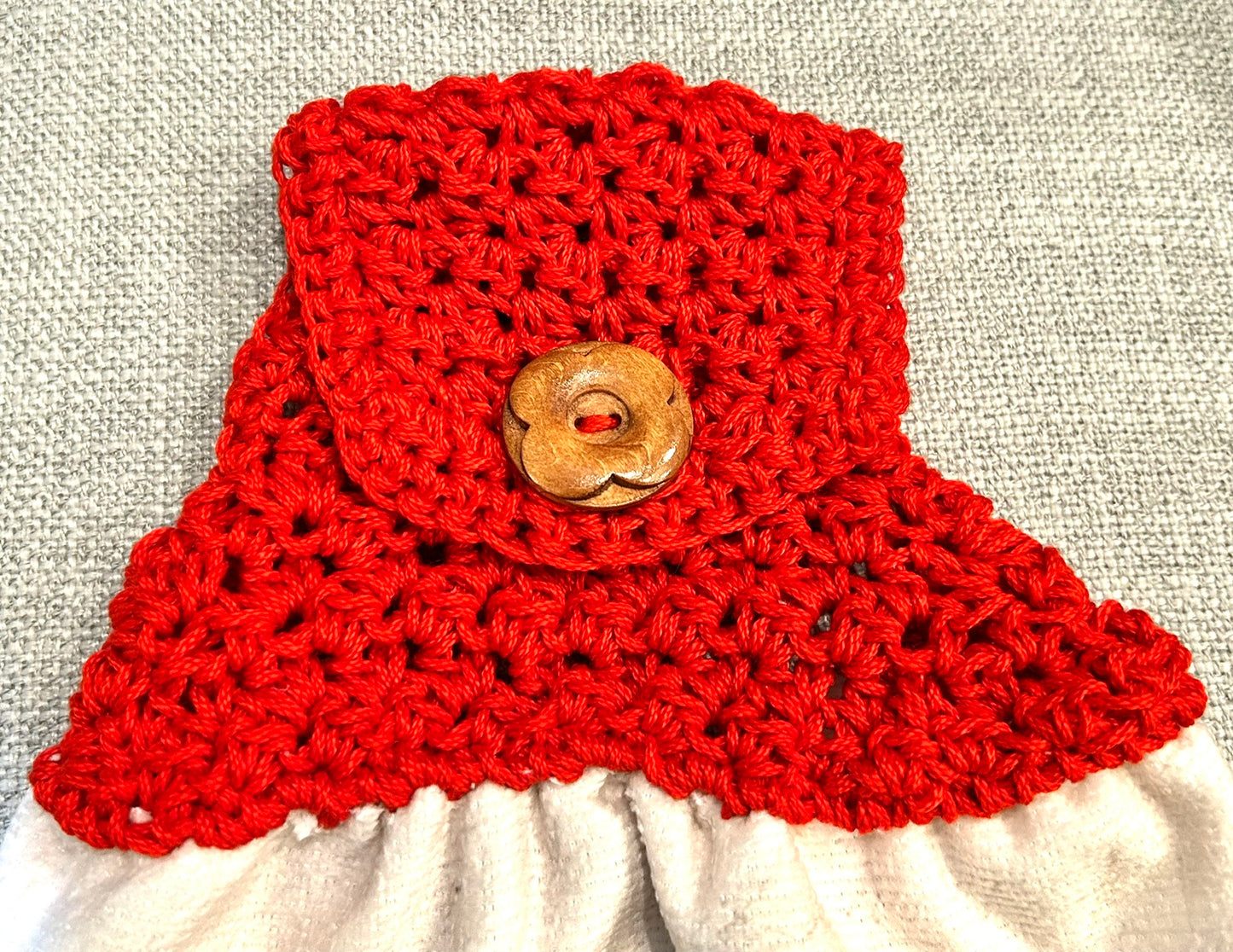 Crochet top | Kitchen towel | Red Checked | Blueberries Apples Strawberries Butterfly | Gift Home Decor