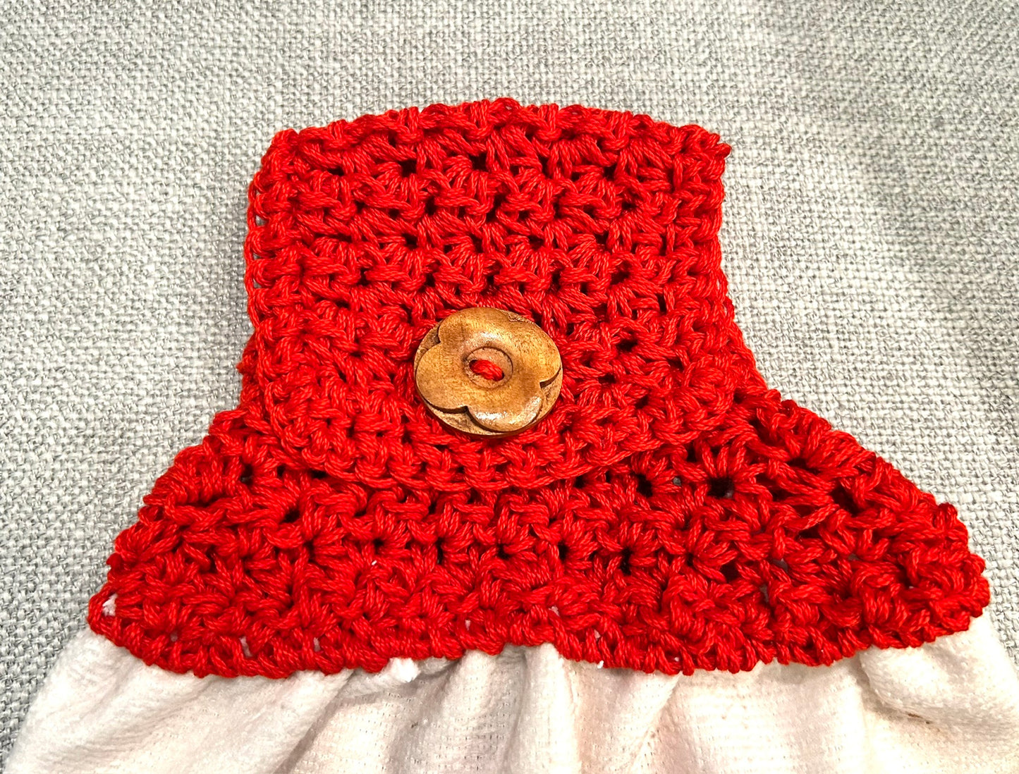 Crochet top | Kitchen towel | Red Checked | Blueberries Apples Strawberries Butterfly | Gift Home Decor