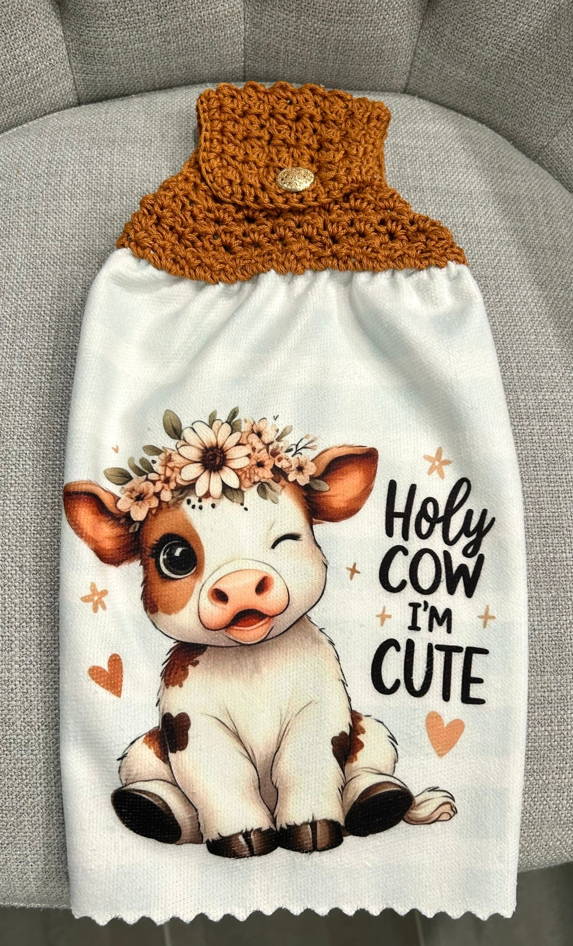 Crochet top kitchen towel | FARM LIFE Highland Cows | Beautiful Home Decor Gift