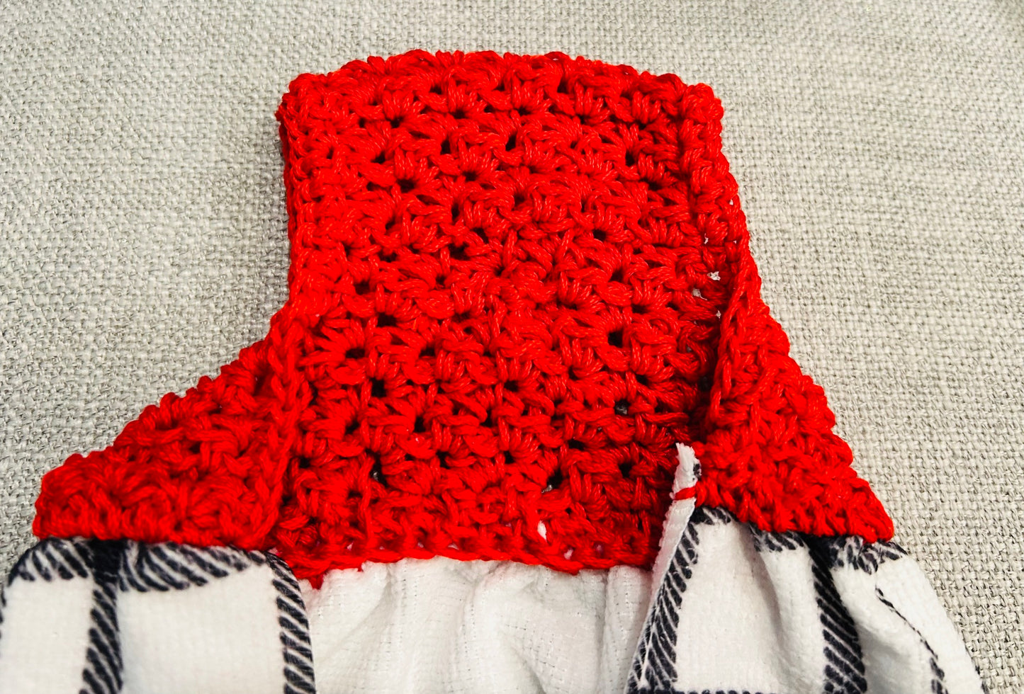 Chicken Hen Rooster| Crochet top kitchen towel | Farm Life | Red and Black Plaid | Home Decor Gift