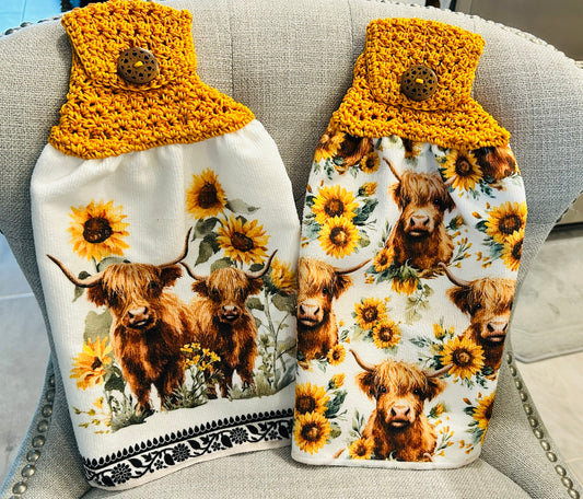 Cow Collection | Kitchen towel | Highland cows & Sunflowers everywhere