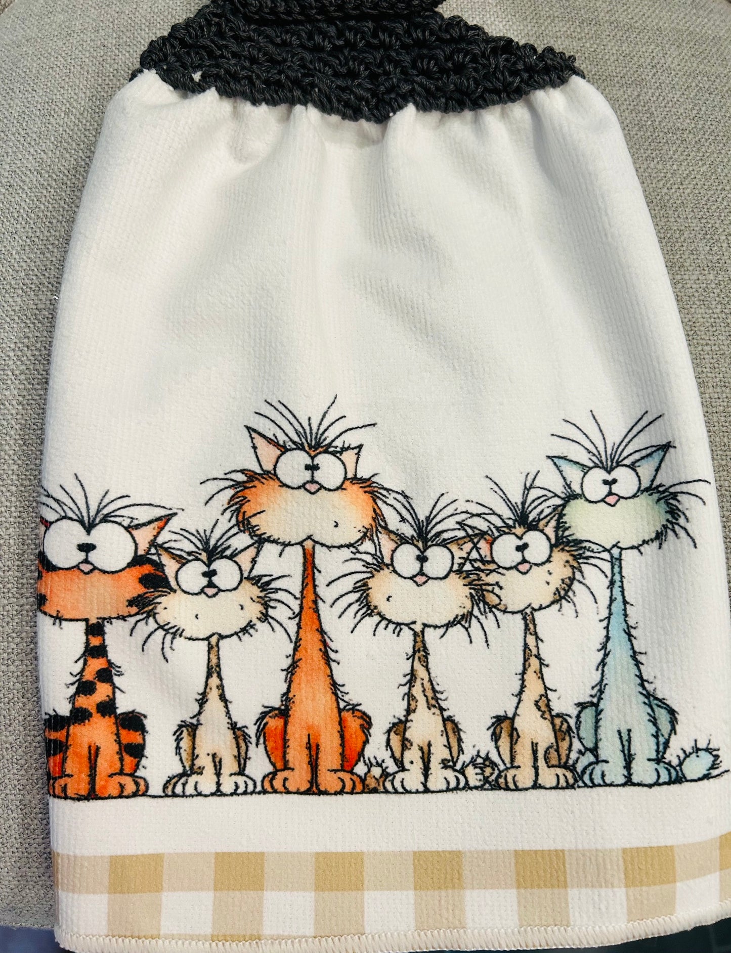 Crochet top | Kitchen towel | CARTOON CATS and DOGS | Fun Gift Home Decor