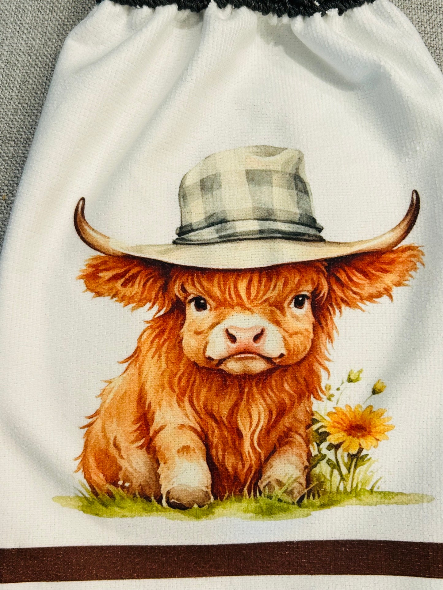 Crochet top kitchen towel | FARM LIFE Highland Cows | Beautiful Home Decor Gift