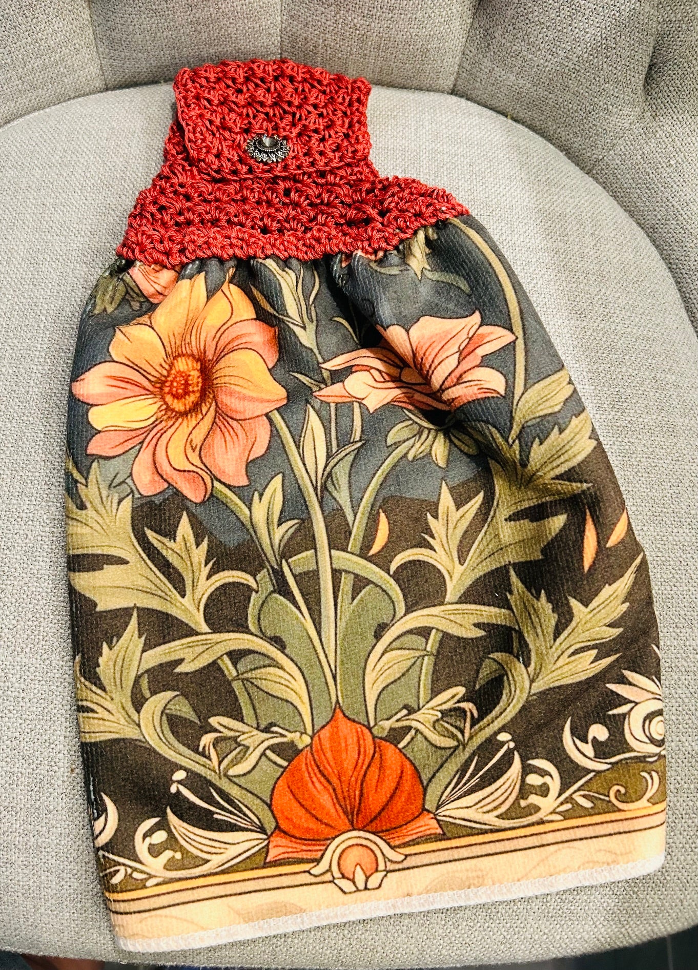 Crochet top | Kitchen towel | Bohemian style rich Floral Design |Gift Home Decor