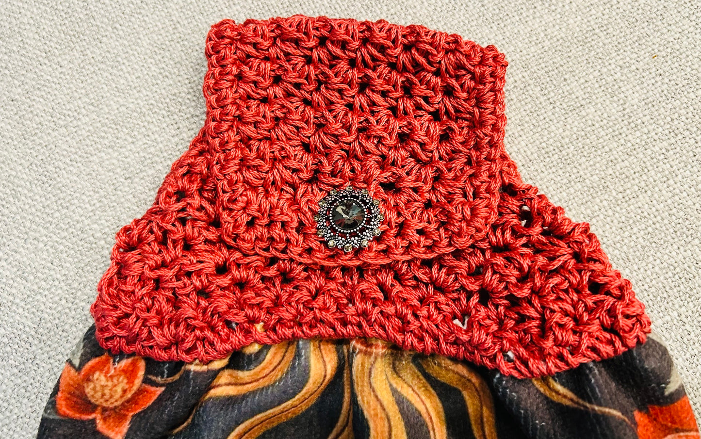Crochet top | Kitchen towel | Bohemian style rich Floral Design |Gift Home Decor