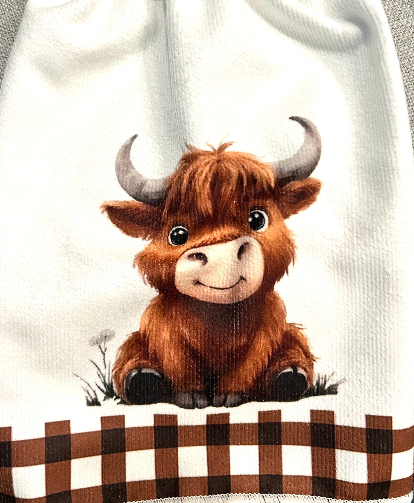 Cow Collection | Kitchen towel | Baby Highland cows brown | Checkered
