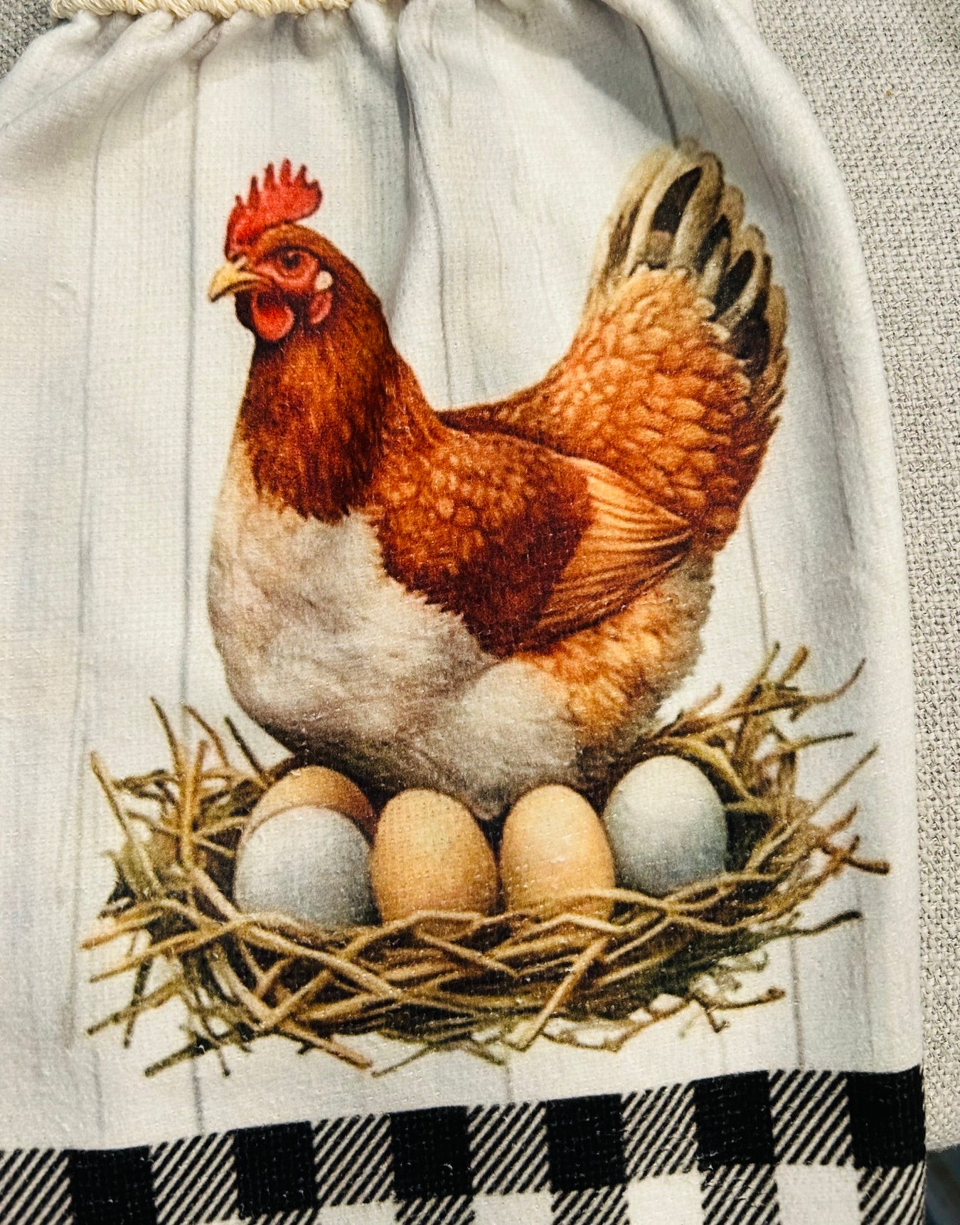 Chicken Hen Rooster collection| Crochet top kitchen | Farm Life Checkered Nest | Home Decor Gift