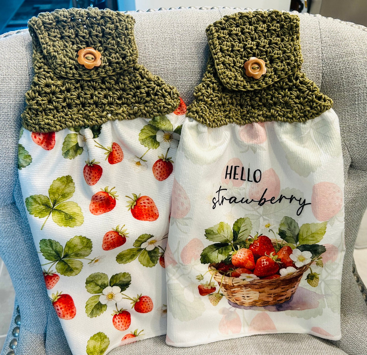 Crochet top | Kitchen towel | STRAWBERRY Garden and Basket | Spring Summer Gift Home Decor