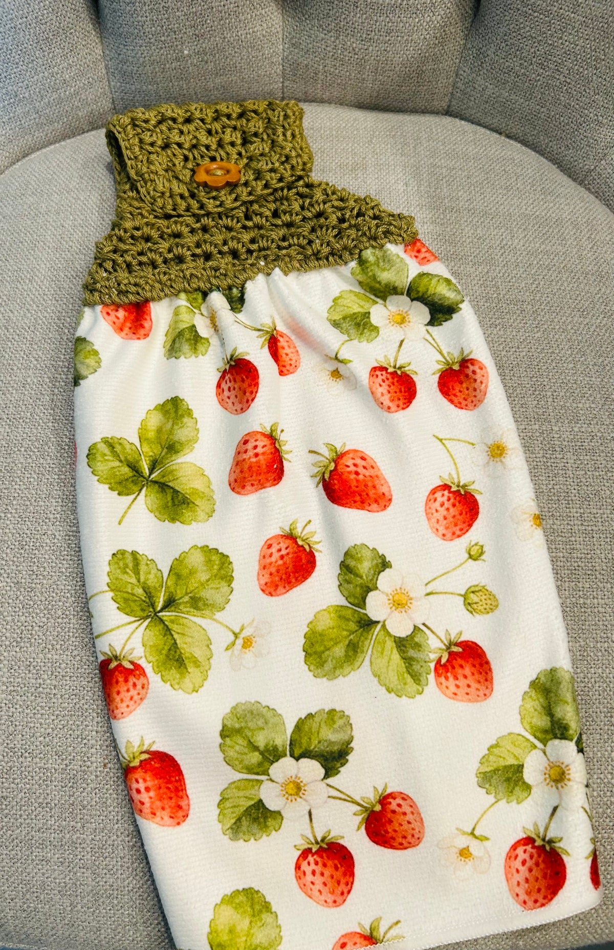 Crochet top | Kitchen towel | STRAWBERRY Garden and Basket | Spring Summer Gift Home Decor