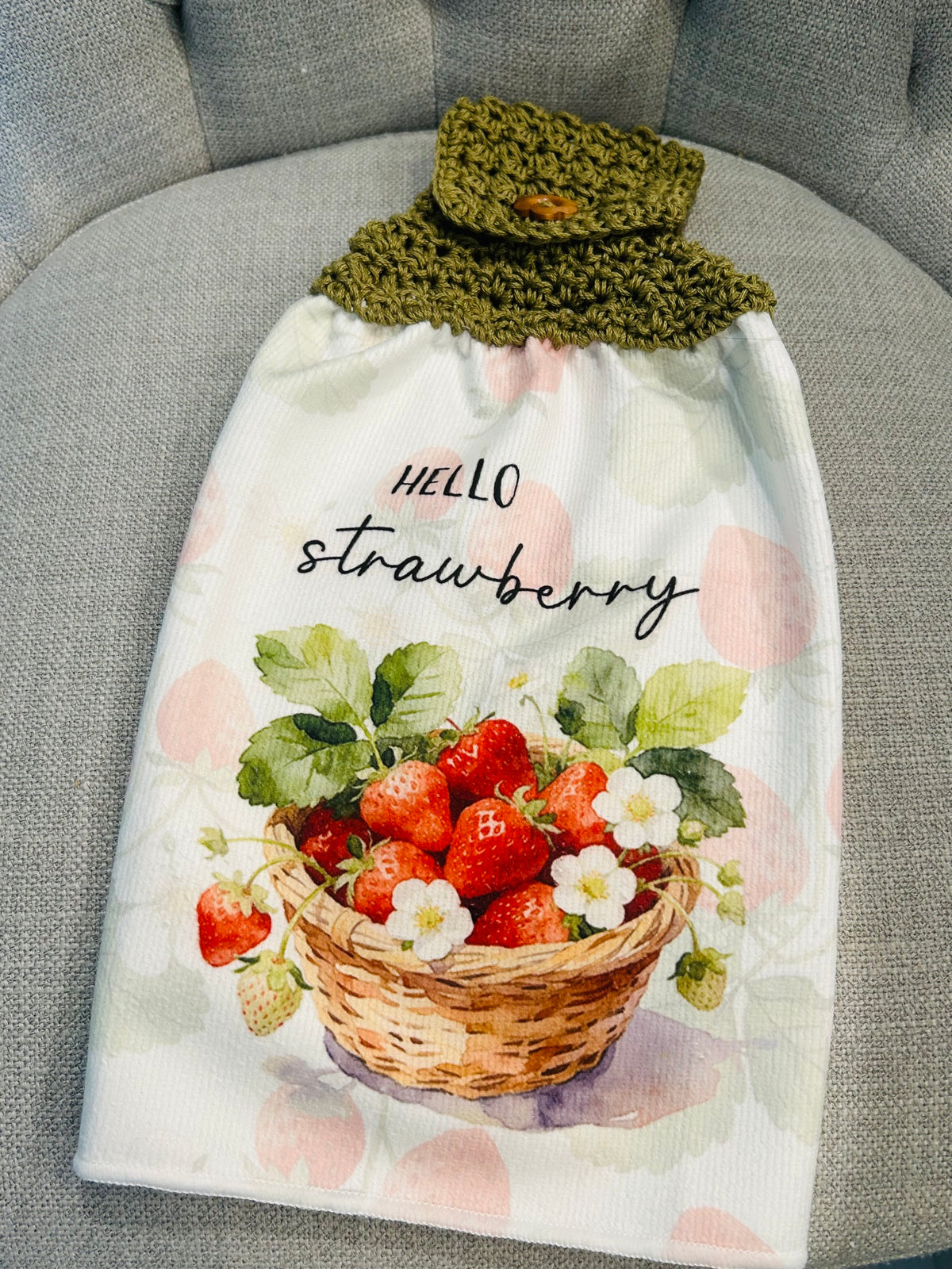 Crochet top | Kitchen towel | STRAWBERRY Garden and Basket | Spring Summer Gift Home Decor
