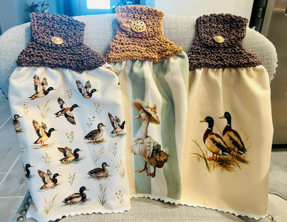 Crochet Top Kitchen towel | Duck Goose Mallard | Farm Life |Home Decor Gift