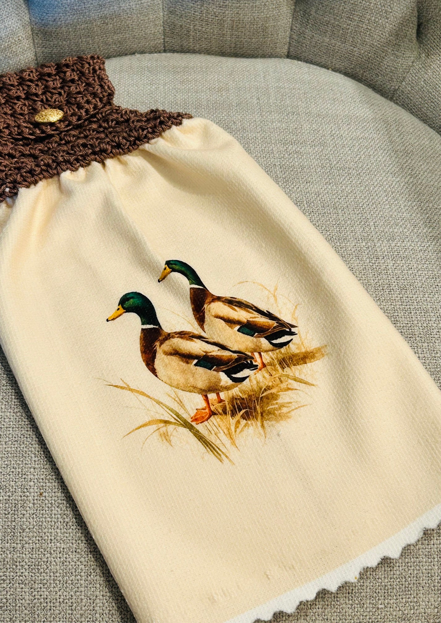 Crochet Top Kitchen towel | Duck Goose Mallard | Farm Life |Home Decor Gift