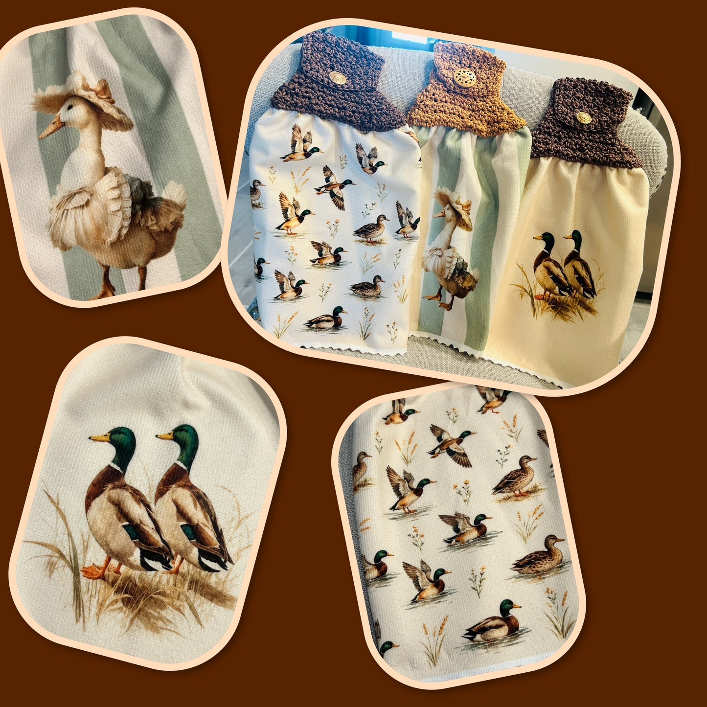 Crochet Top Kitchen towel | Duck Goose Mallard | Farm Life |Home Decor Gift