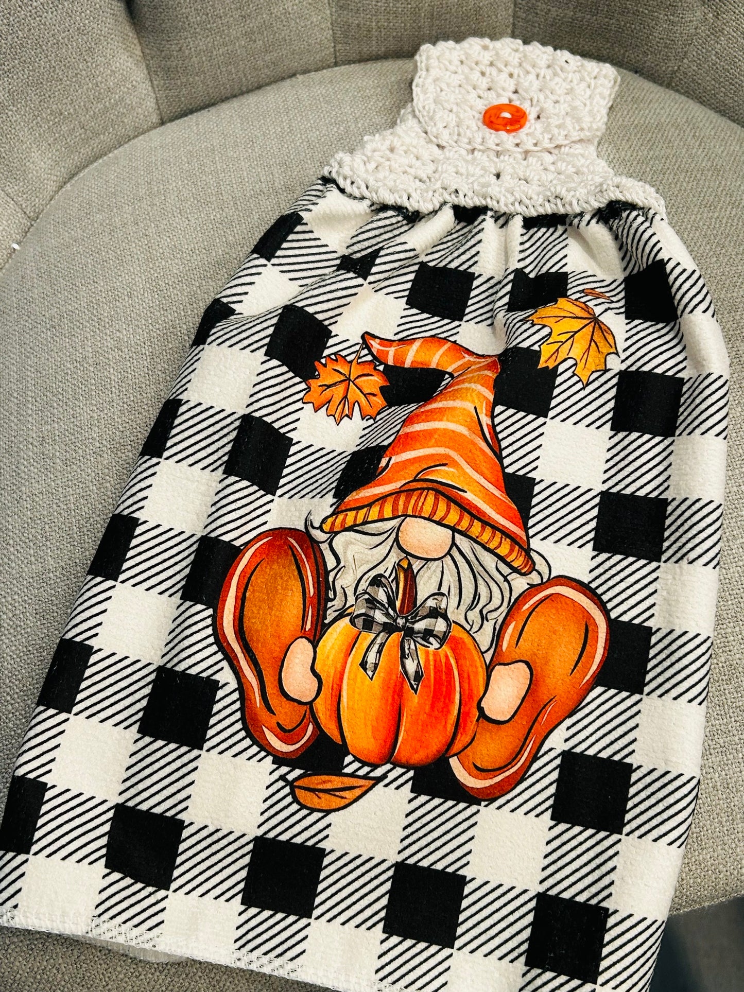 Crochet top | Kitchen towels | FALL COLORS Pumpkin Gnome | Home Decor Gift