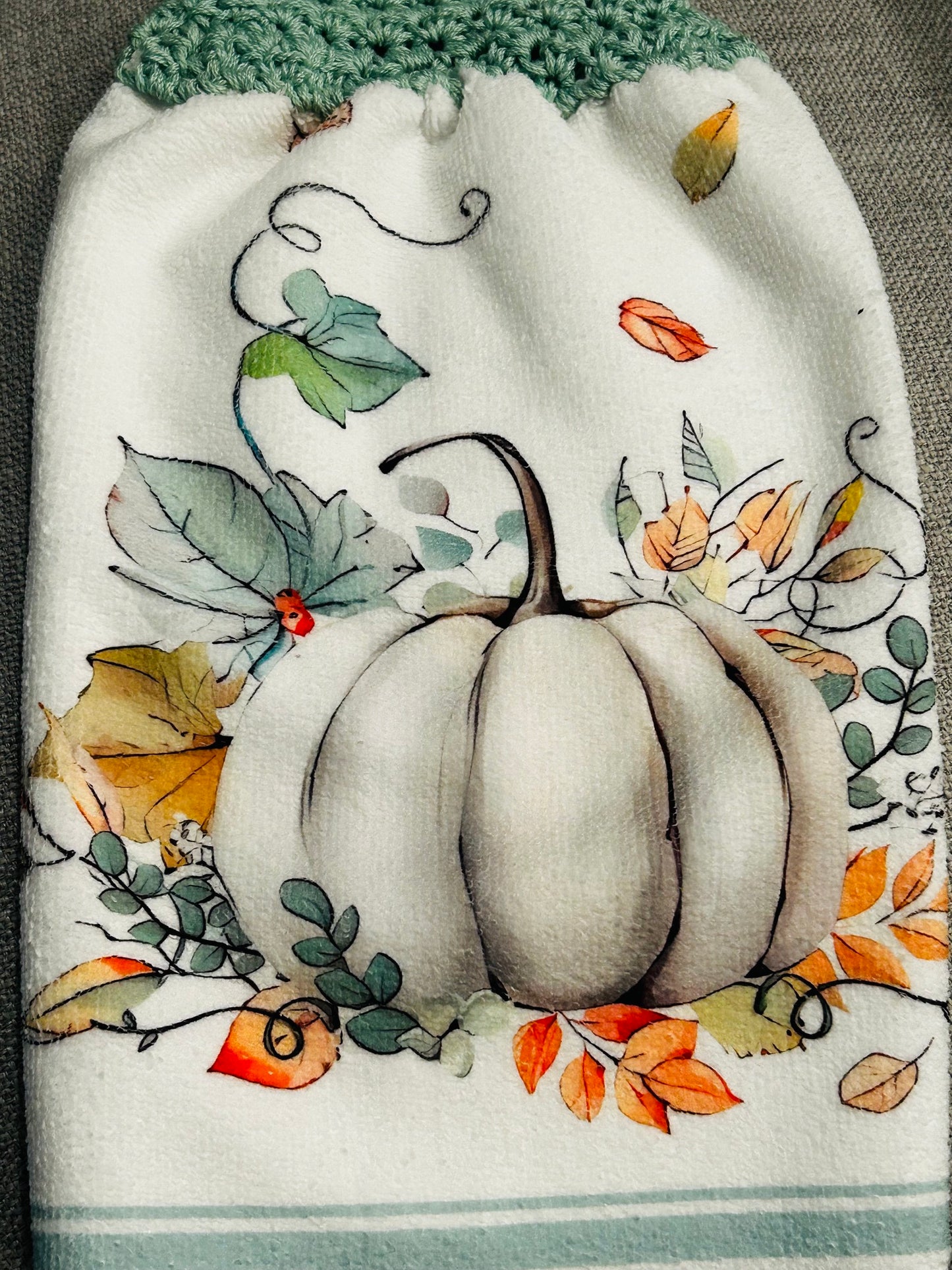 Crochet top | Kitchen towels | FALL COLORS Pumpkins | Home Decor Gift