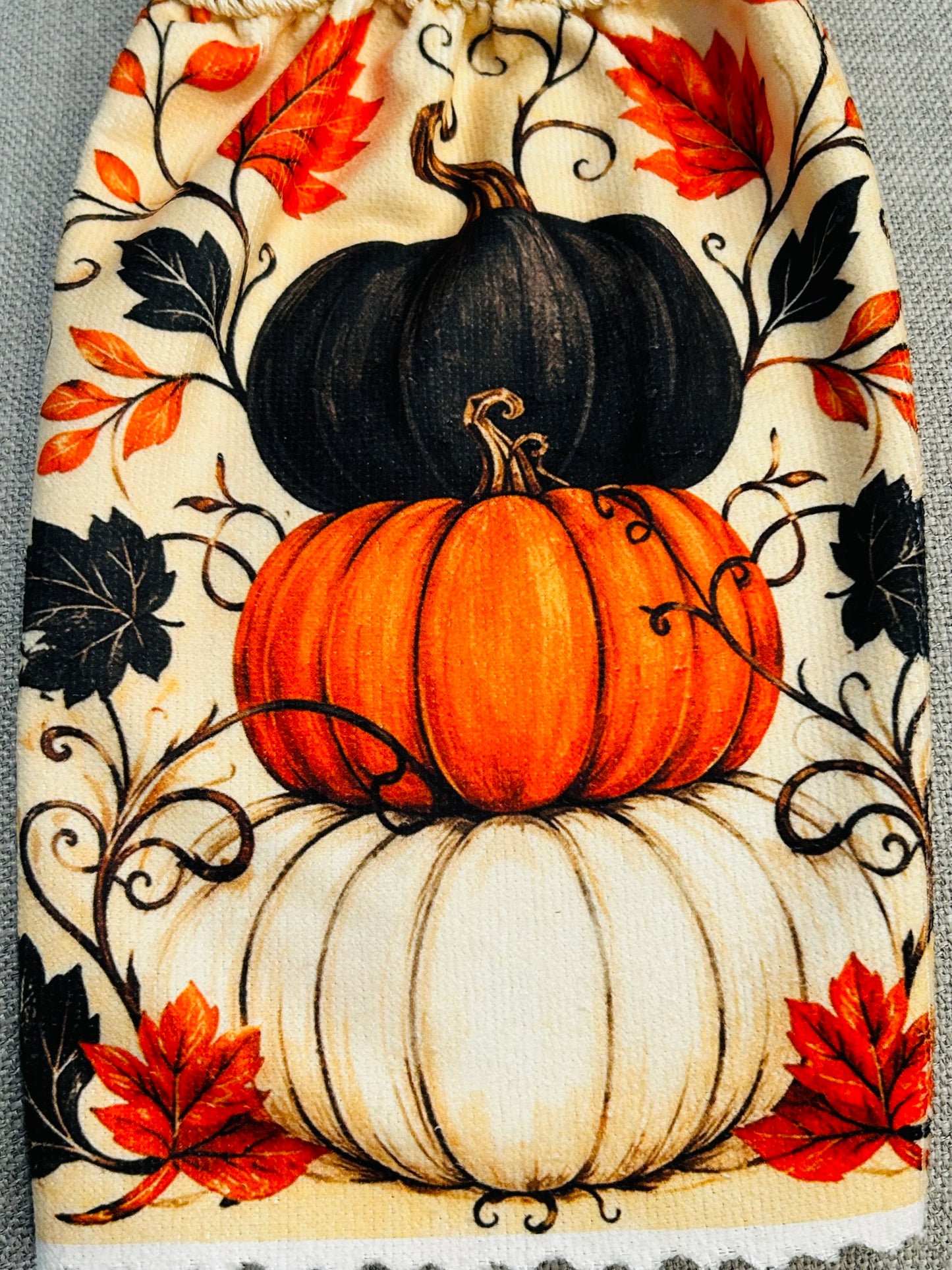 Crochet top | Kitchen towels | Bright FALL COLORS Pumpkins | Home Decor Gift