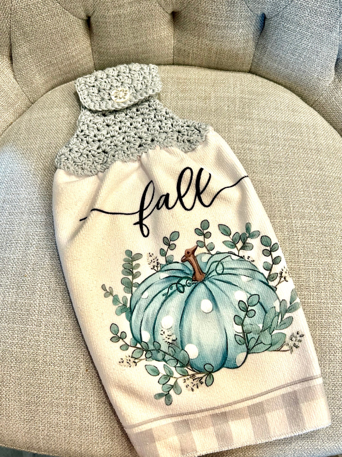 Crochet top | Kitchen towels | Baby Blue PUMPKINS | Home Decor Gift