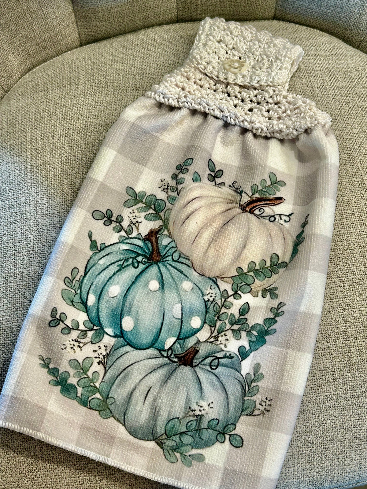 Crochet top | Kitchen towels | Baby Blue PUMPKINS | Home Decor Gift
