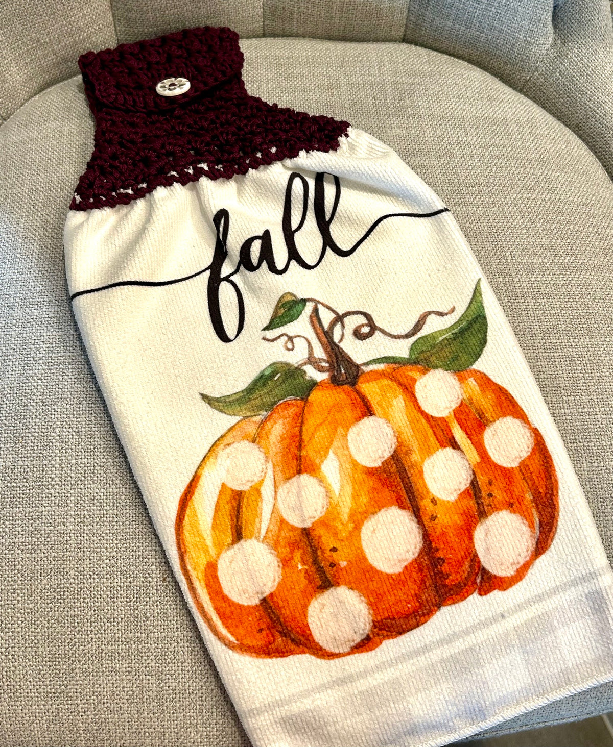 Crochet top | Kitchen towels | Bright Orange PUMPKINS | Home Decor Gift