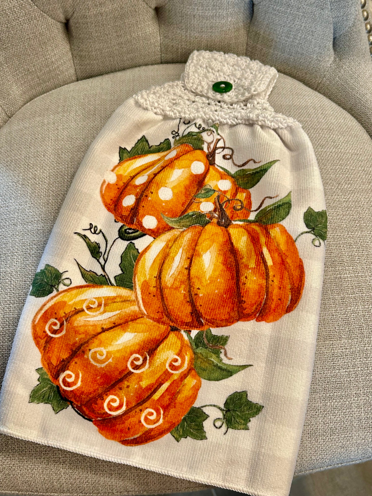 Crochet top | Kitchen towels | Bright Orange PUMPKINS | Home Decor Gift