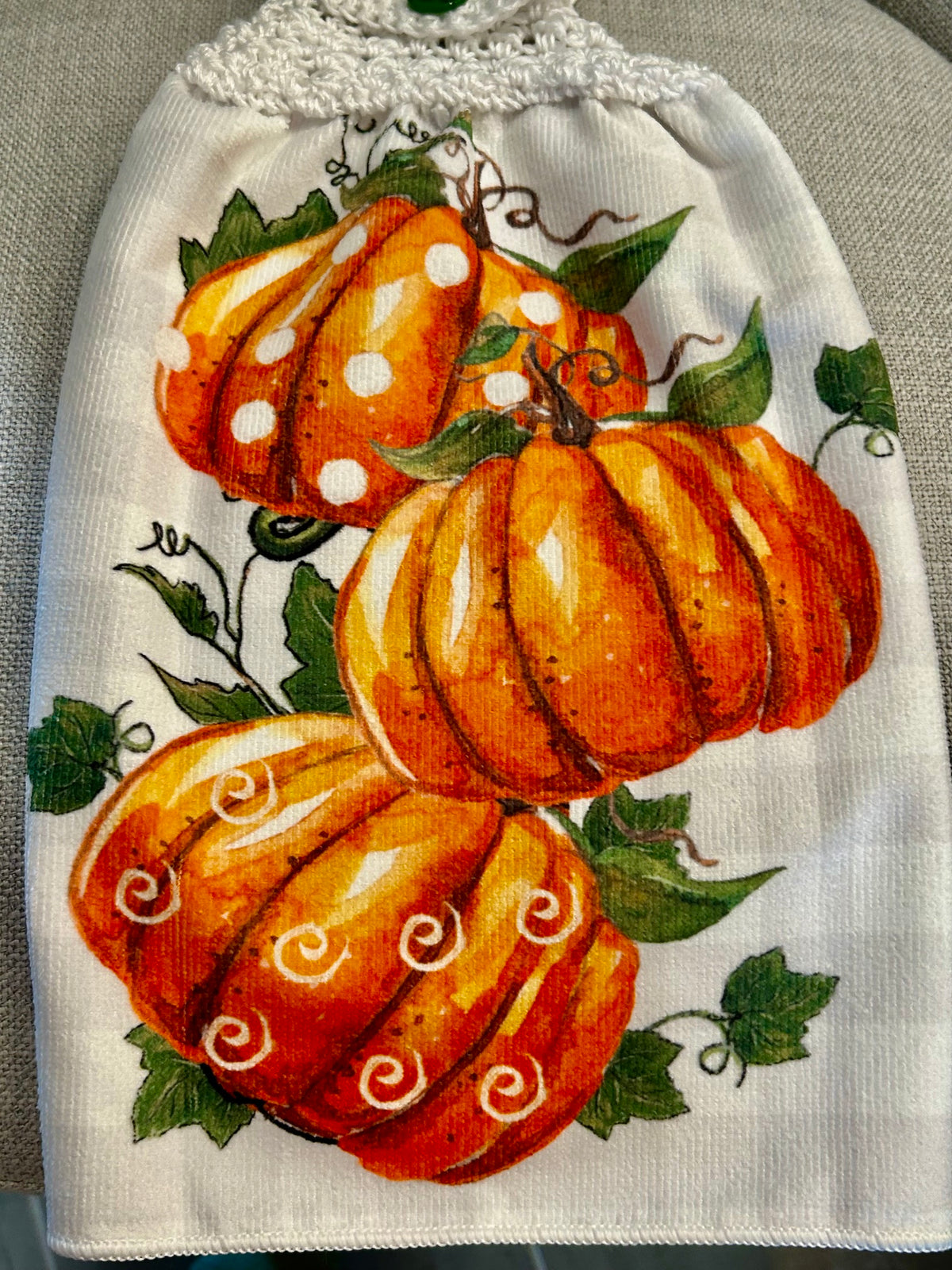 Crochet top | Kitchen towels | Bright Orange PUMPKINS | Home Decor Gift