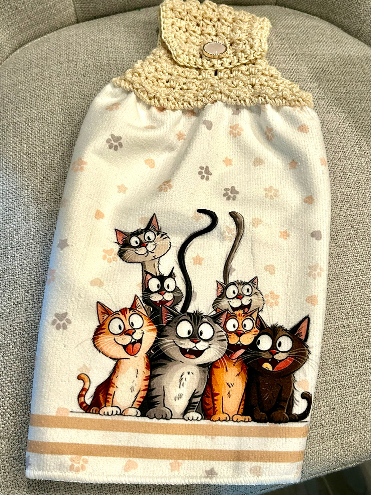 Crochet top | Kitchen towel | CARTOON CATS and DOGS | Fun Gift Home Decor