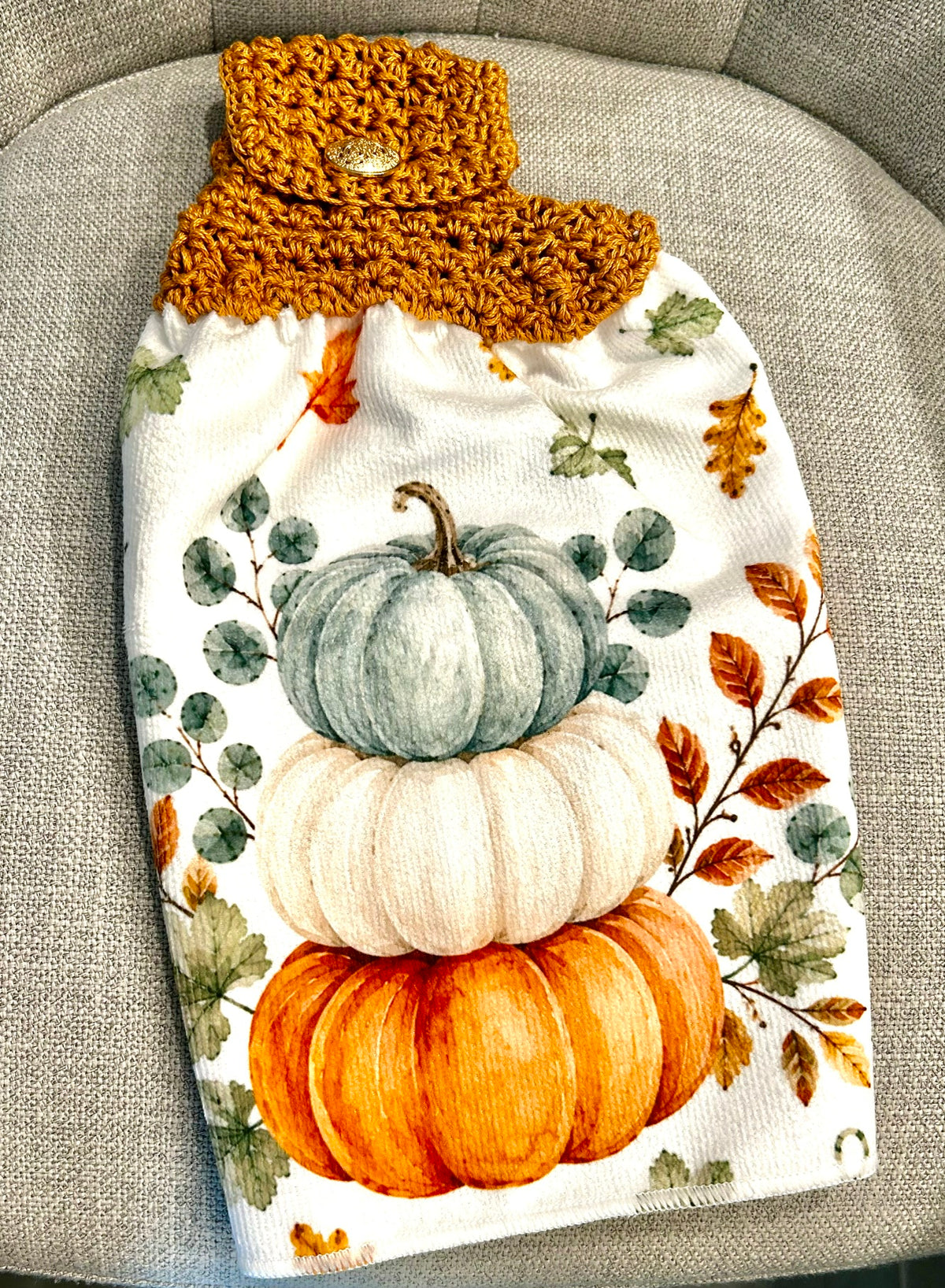 Crochet top | Kitchen towels | PUMPKINS Leaves Soft Colors | Home Decor Gift