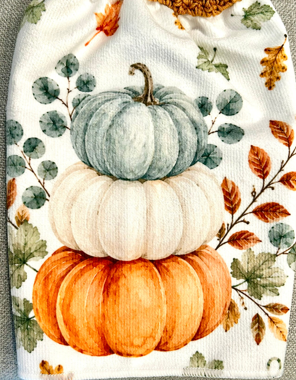 Crochet top | Kitchen towels | PUMPKINS Leaves Soft Colors | Home Decor Gift