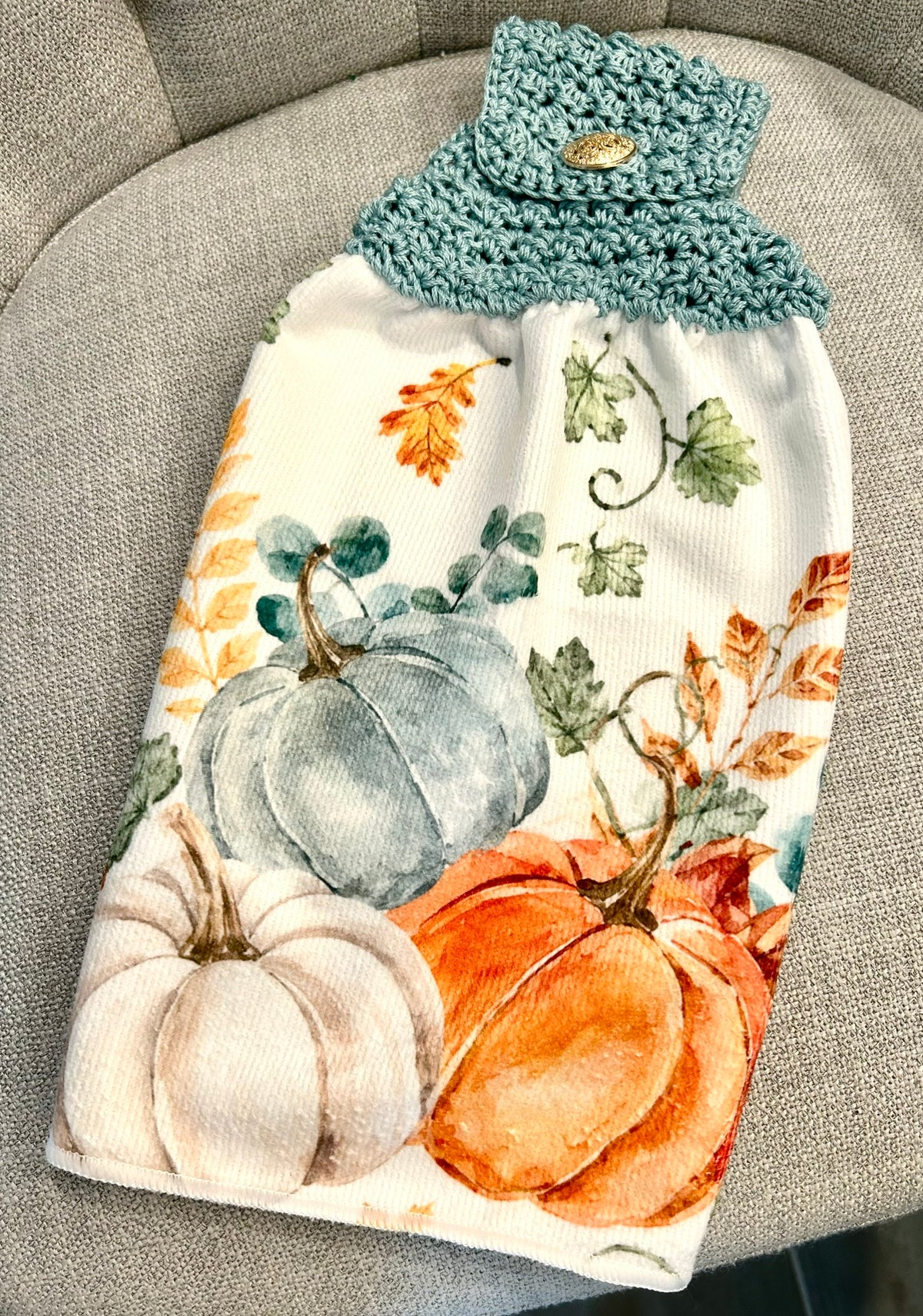 Crochet top | Kitchen towels | PUMPKINS Leaves Soft Colors | Home Decor Gift