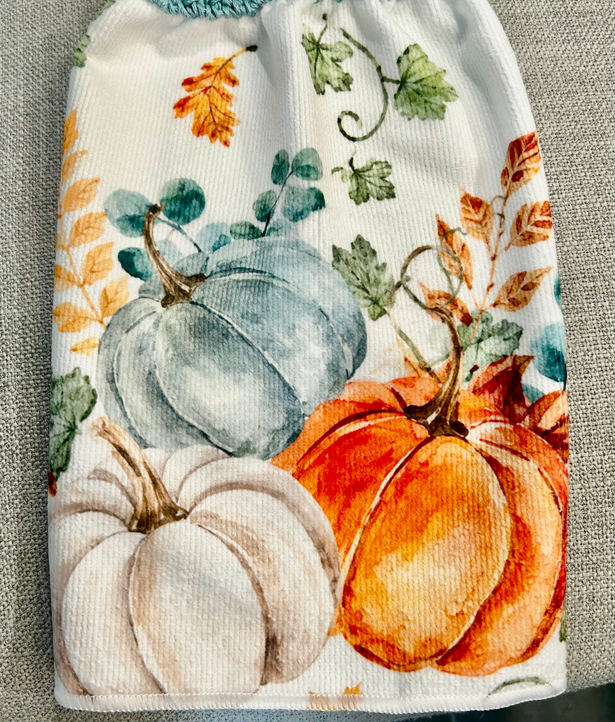 Crochet top | Kitchen towels | PUMPKINS Leaves Soft Colors | Home Decor Gift