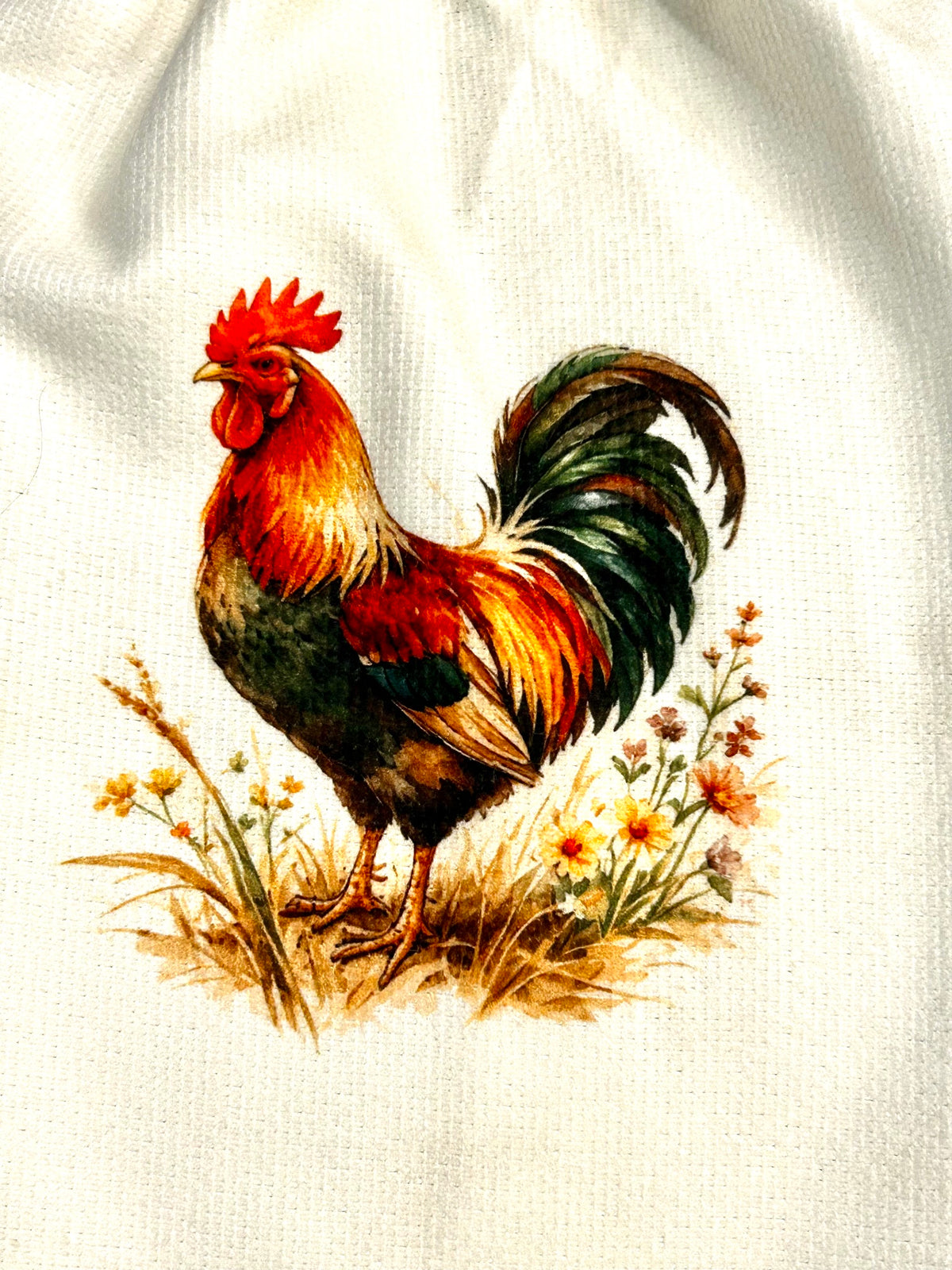 Chicken Hen Rooster| Crochet top kitchen towel | Bright Rooster Farmhouse Design | Home Decor Gift