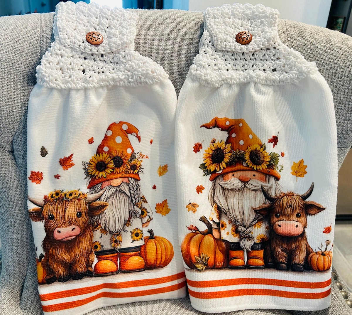 Cow Collection | Crochet Top Kitchen towel | Baby Highland FALL Gnome | Home Decor Gift