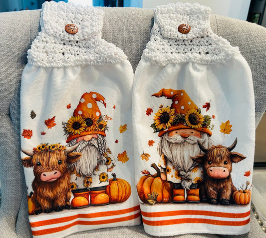 Cow Collection | Crochet Top Kitchen towel | Baby Highland FALL Gnome | Home Decor Gift