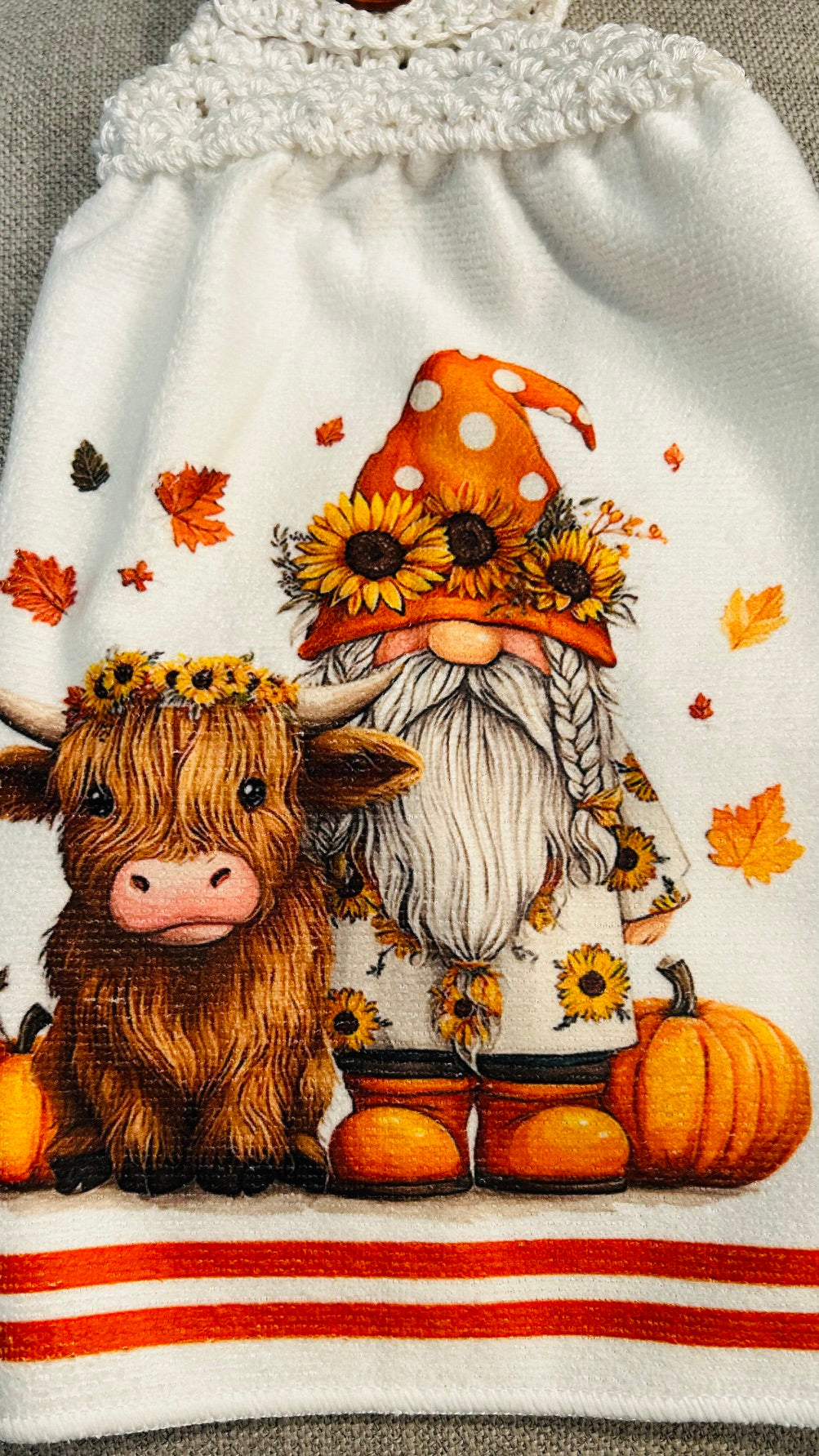 Cow Collection | Crochet Top Kitchen towel | Baby Highland FALL Gnome | Home Decor Gift