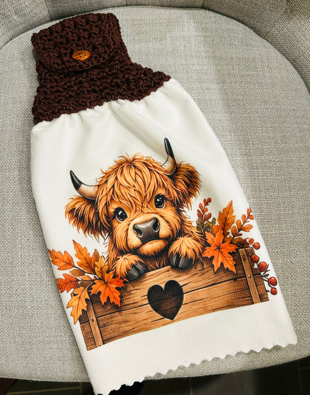 Cow Collection | Crochet Top Kitchen towel | FALL Highland Cows Baby | Home Decor Gift