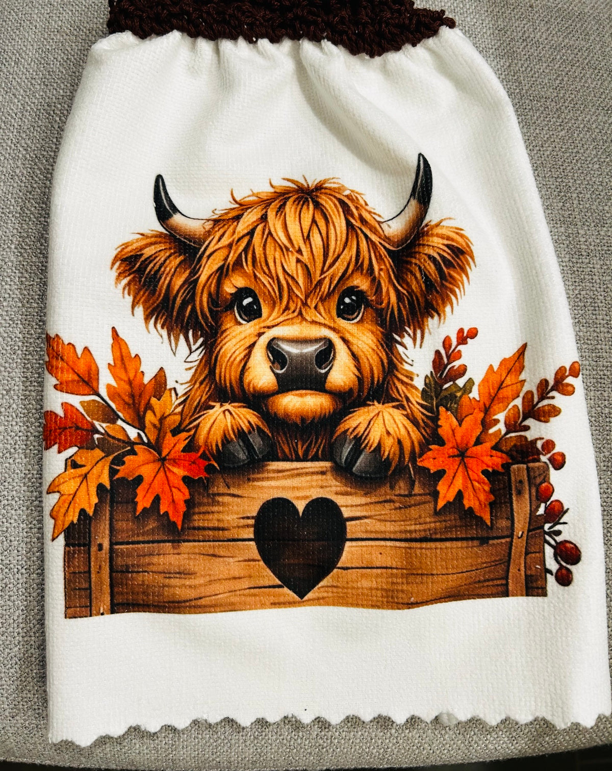 Cow Collection | Crochet Top Kitchen towel | FALL Highland Cows Baby | Home Decor Gift