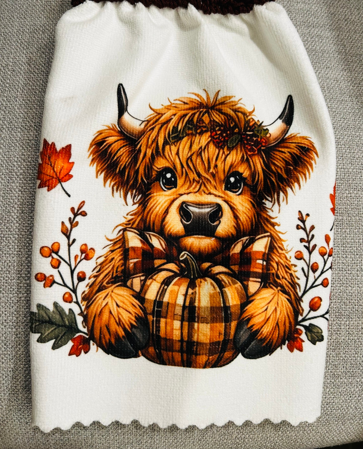 Cow Collection | Crochet Top Kitchen towel | FALL Highland Cows Baby | Home Decor Gift