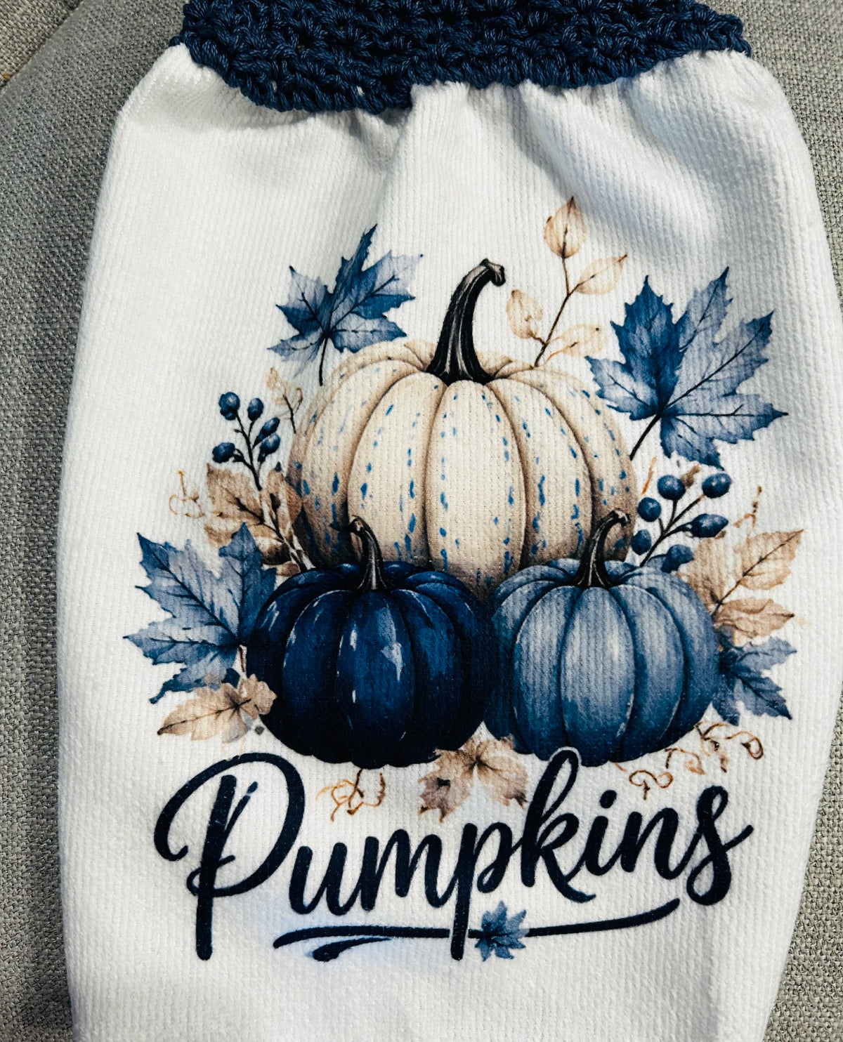 Crochet top | Kitchen towels | PUMPKINS Blue Soft Colors | Home Decor Gift