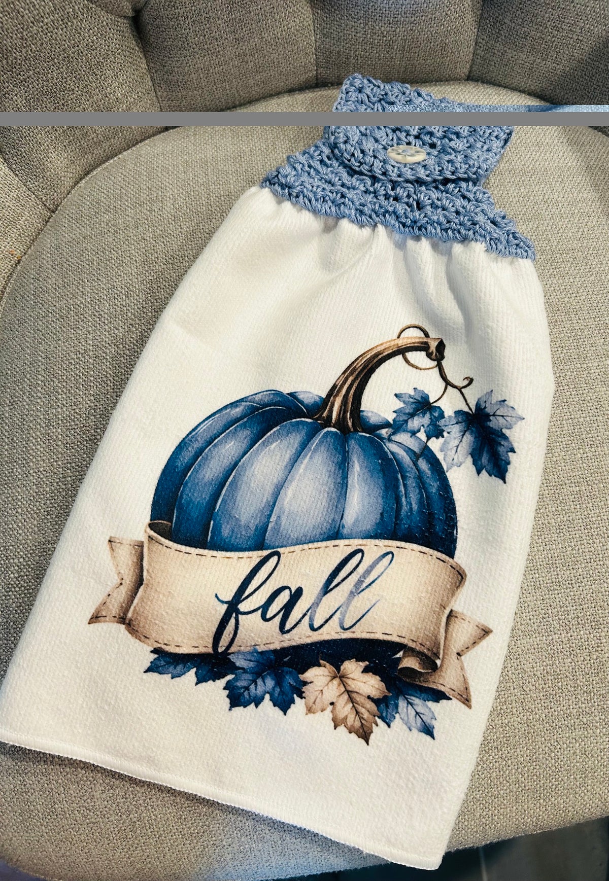 Crochet top | Kitchen towels | PUMPKINS Blue Soft Colors | Home Decor Gift