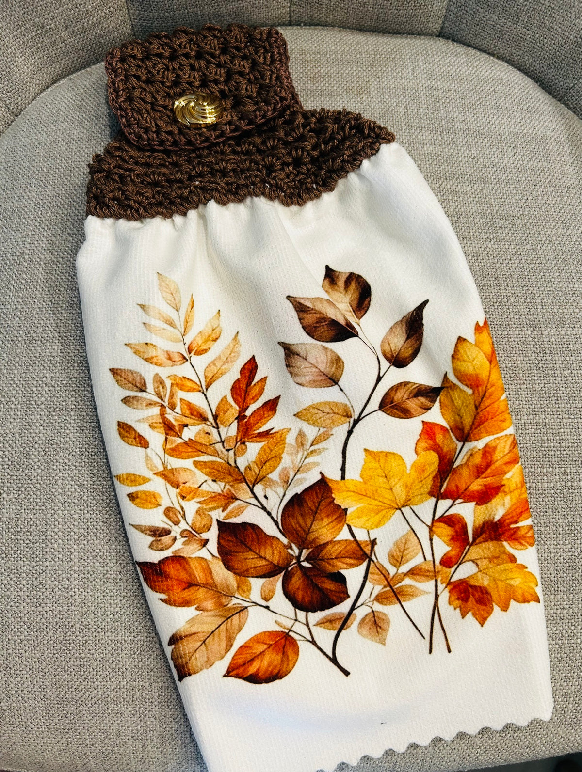 Crochet top | Kitchen towels | FALL LEAVES Bright Colors | Home Decor Gift