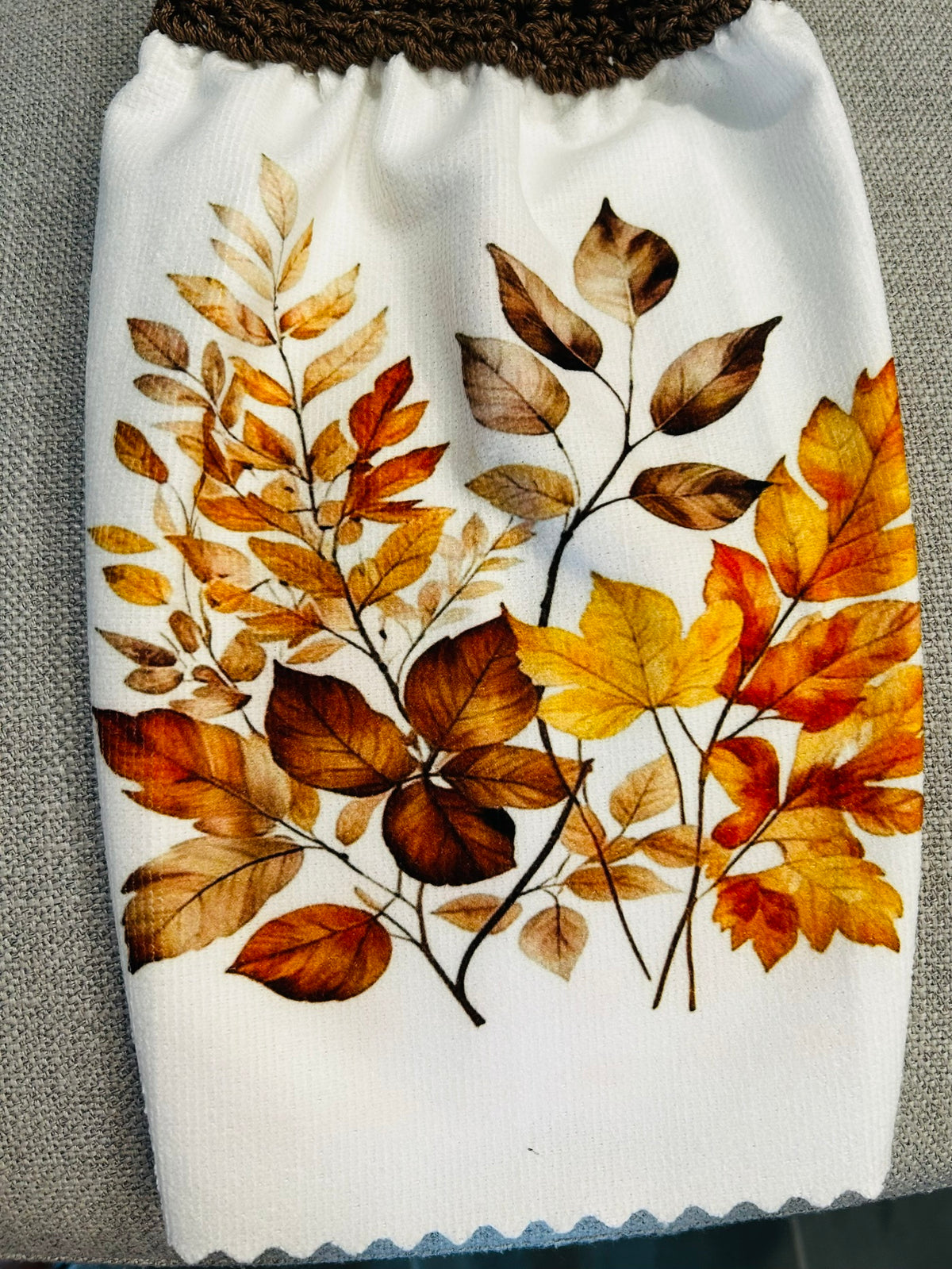 Crochet top | Kitchen towels | FALL LEAVES Bright Colors | Home Decor Gift
