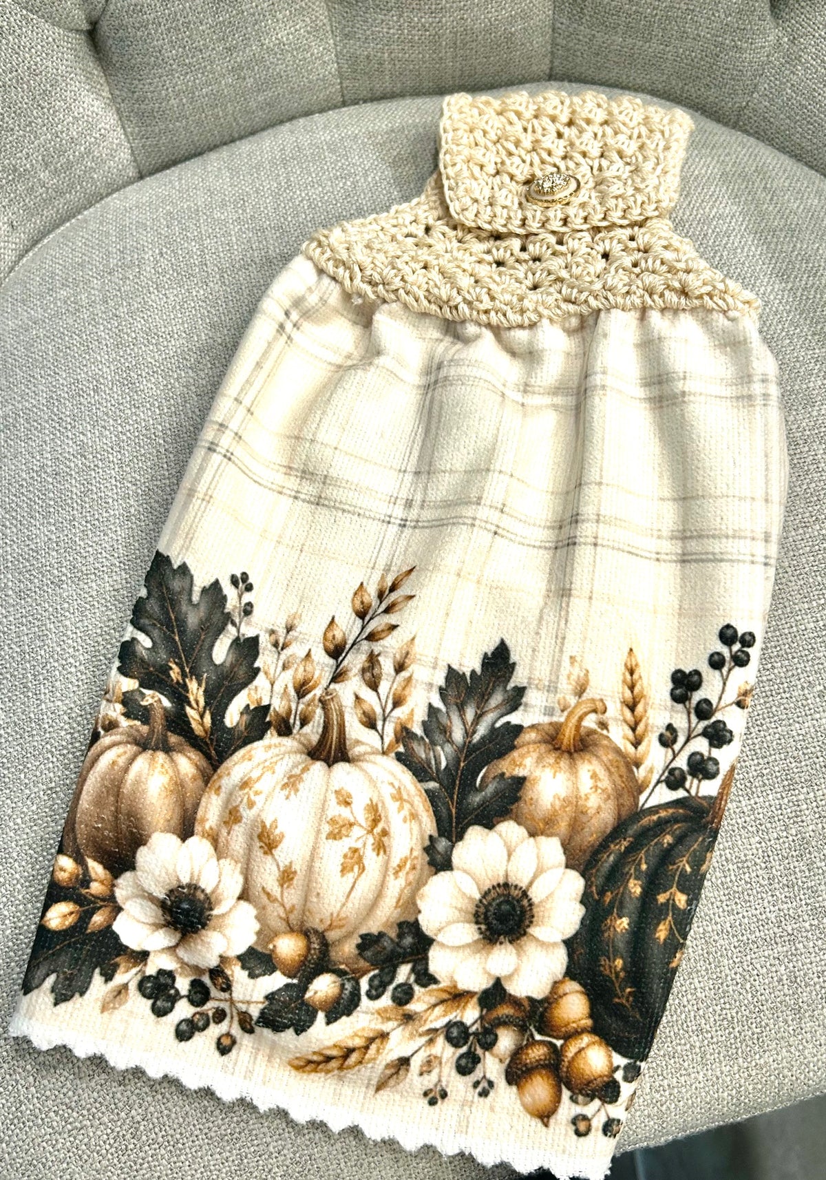 Crochet top | Kitchen towels | PUMPKINS Leaves Color Contrast | Home Decor Gift