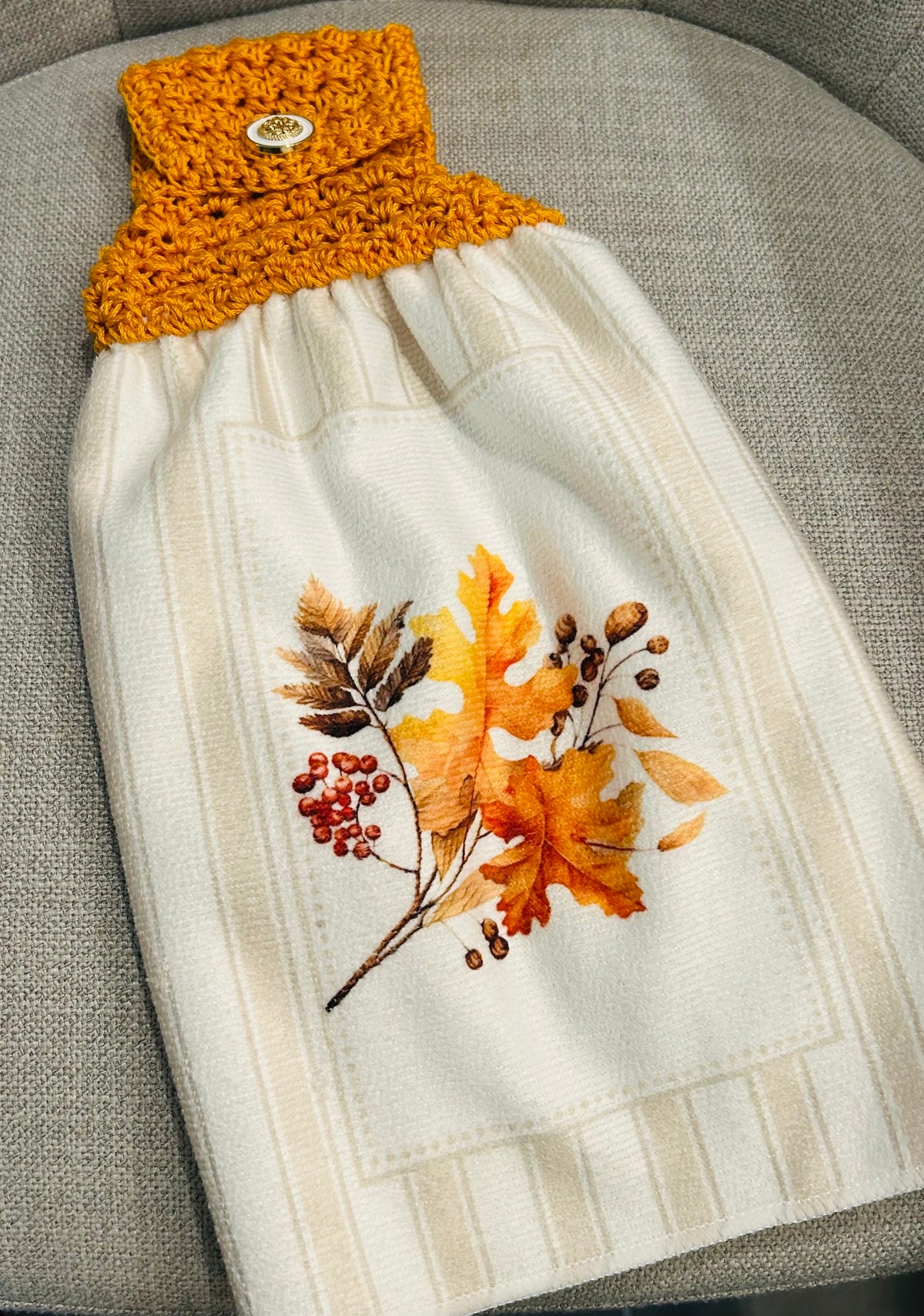 Crochet top | Kitchen towels | FALL LEAVES Stripes | Home Decor Gift