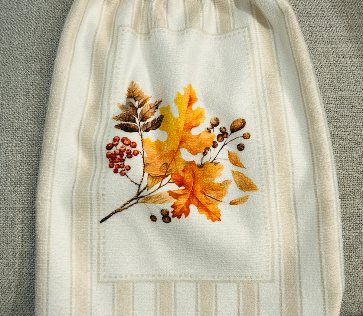 Crochet top | Kitchen towels | FALL LEAVES Stripes | Home Decor Gift
