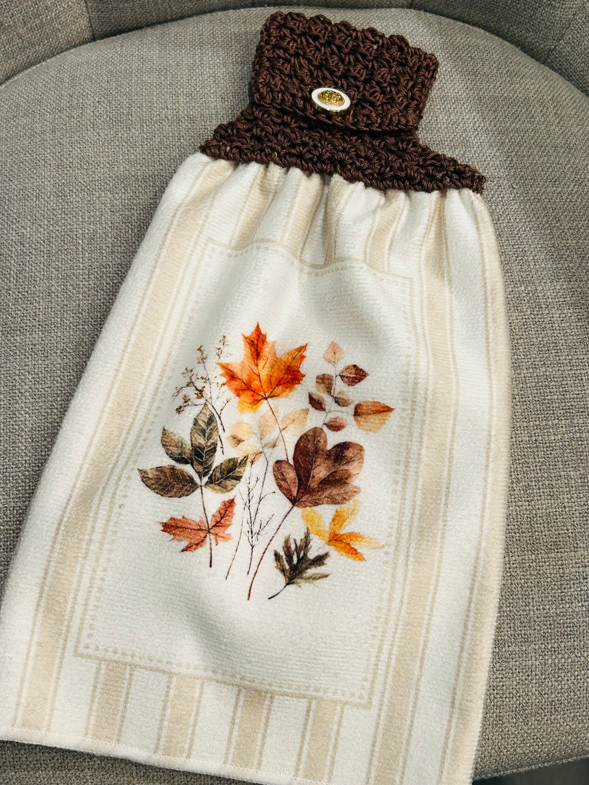 Crochet top | Kitchen towels | FALL LEAVES Stripes | Home Decor Gift
