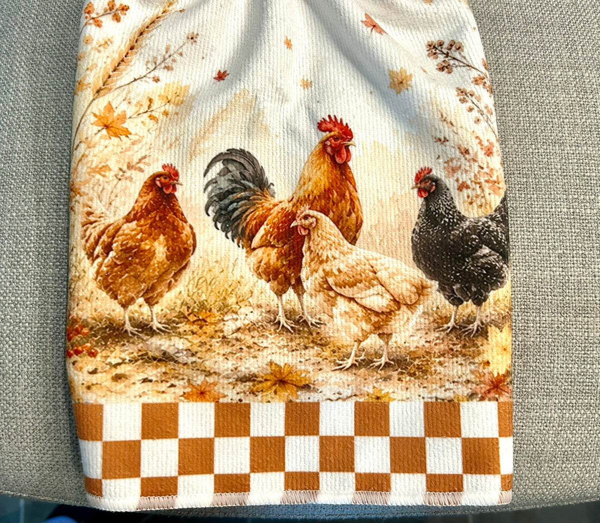 Chicken Hen Rooster | Crochet top kitchen towel | Fall Farm Life | Pumpkins | Home Decor Gift