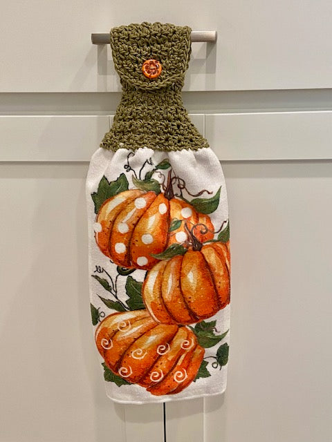 Crochet top kitchen towels | Thanksgiving | Pumpkin | Home Decor