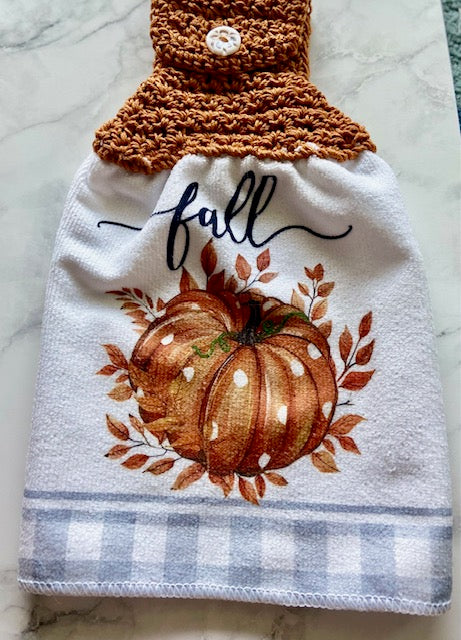 Crochet top kitchen towels | Thanksgiving | Pumpkin | Home Decor