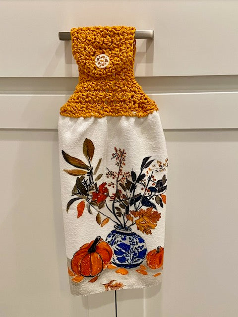 Crochet top kitchen towels | Thanksgiving | Pumpkin | Home Decor